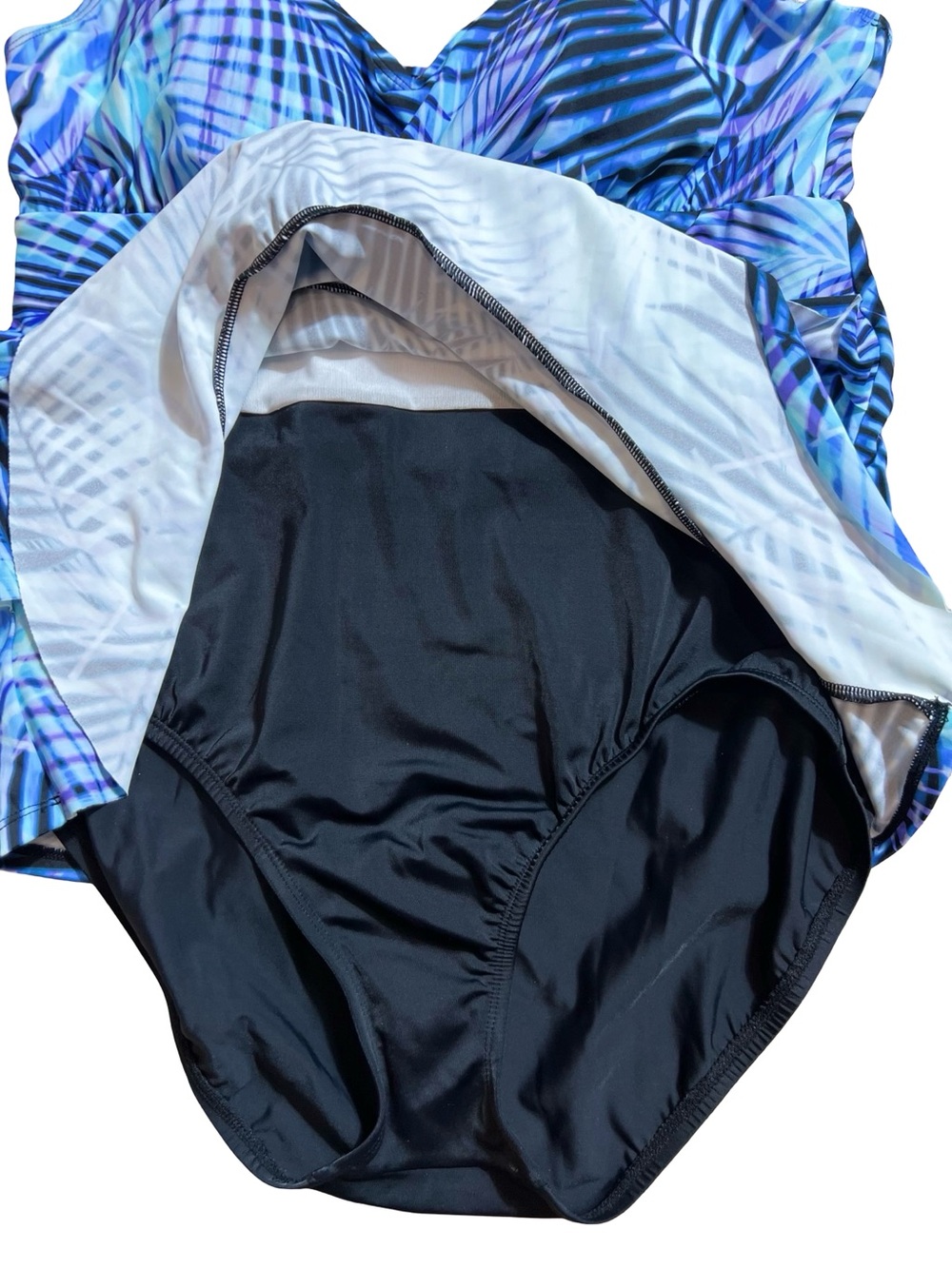 Swim Solutions women’s triple tier fauxkini one-piece swimsuit blue size 16 - Picture 7 of 12